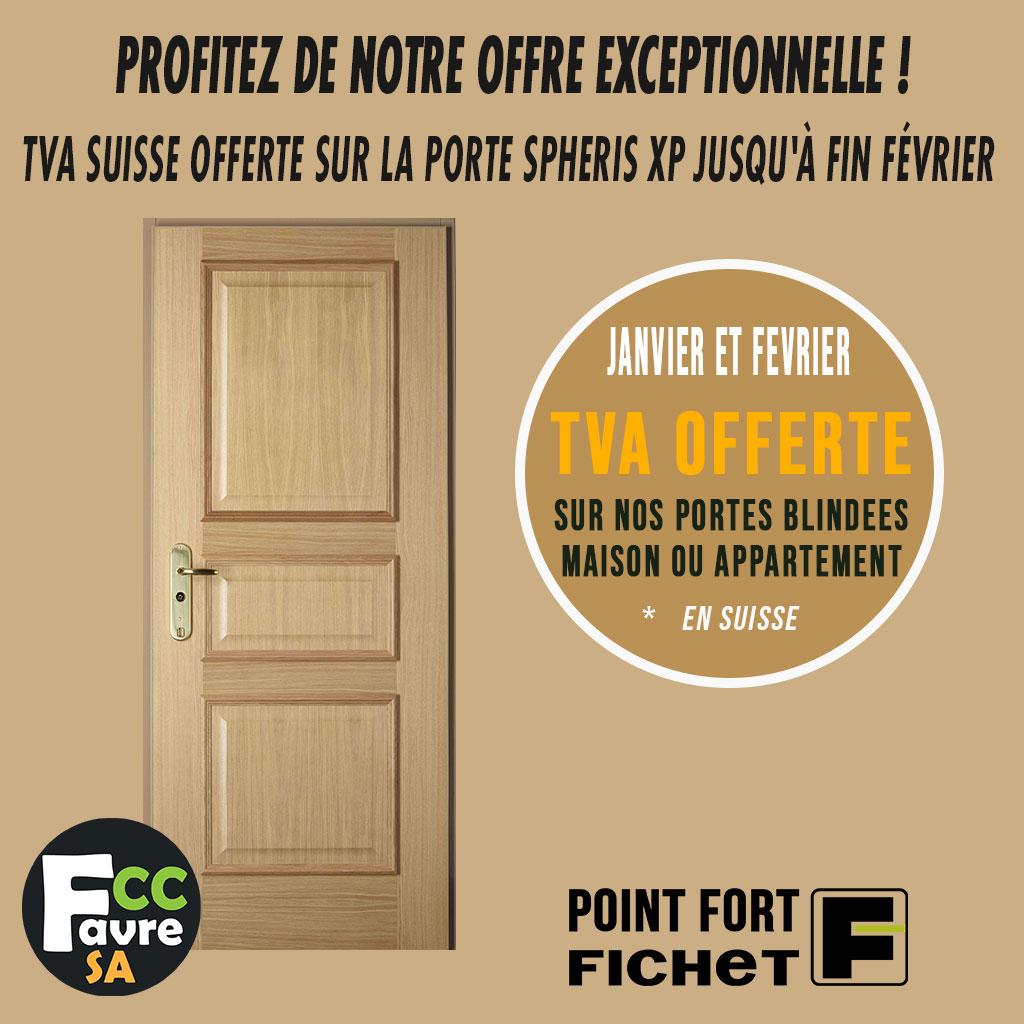 Jusqu'à fin février, la porte blindée Spheris XP est encore plus accessible : TVA suisse offerte !